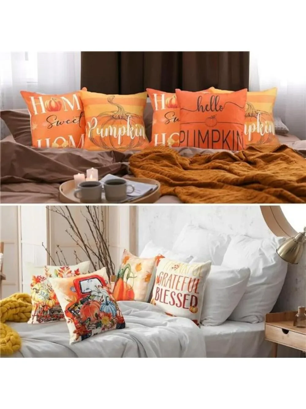 Fall Pumpkin Pillow Covers Set of 12 Thanksgiving Autumn Throw Pillow Cases 18x1